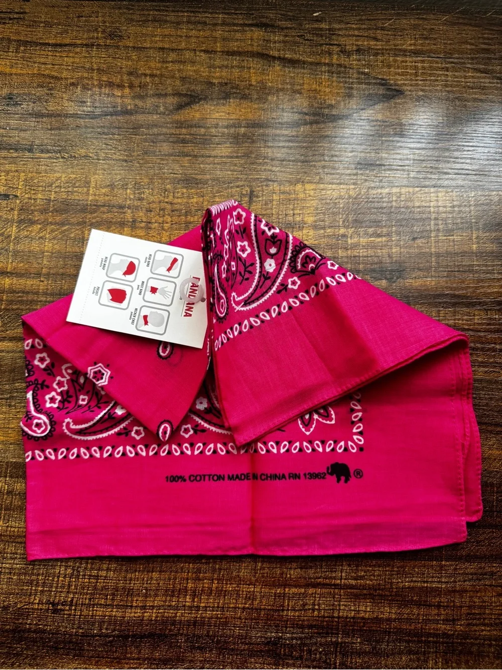 Hot Pink Paisley Bandana Classic Square Head Scarf Wristband Unisex NWT